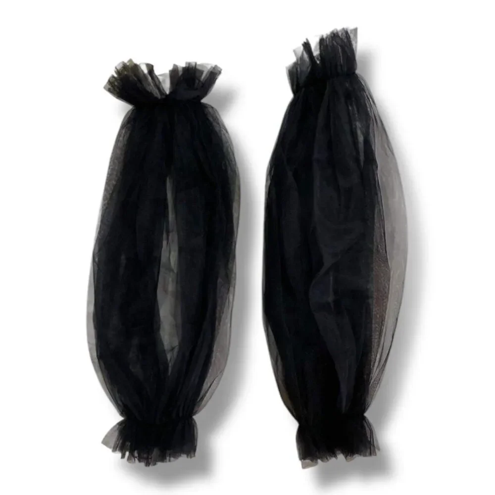 Black Long Tulle Puff Ruffle Arm Covers Sleeves OSFM NWT
